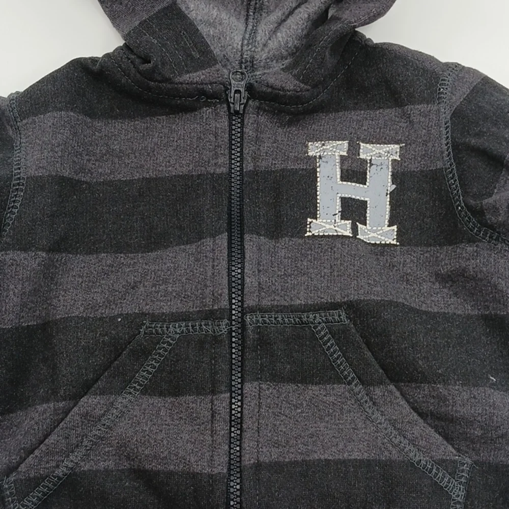 Arizona Baby Boy Hoodie Infants Gray Striped Full Zip Casual Size 6 Months